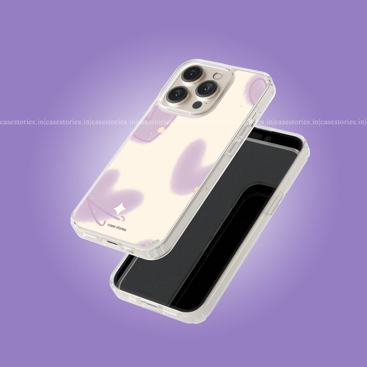 Aesthetic Purple Heart Pattern Soft Case