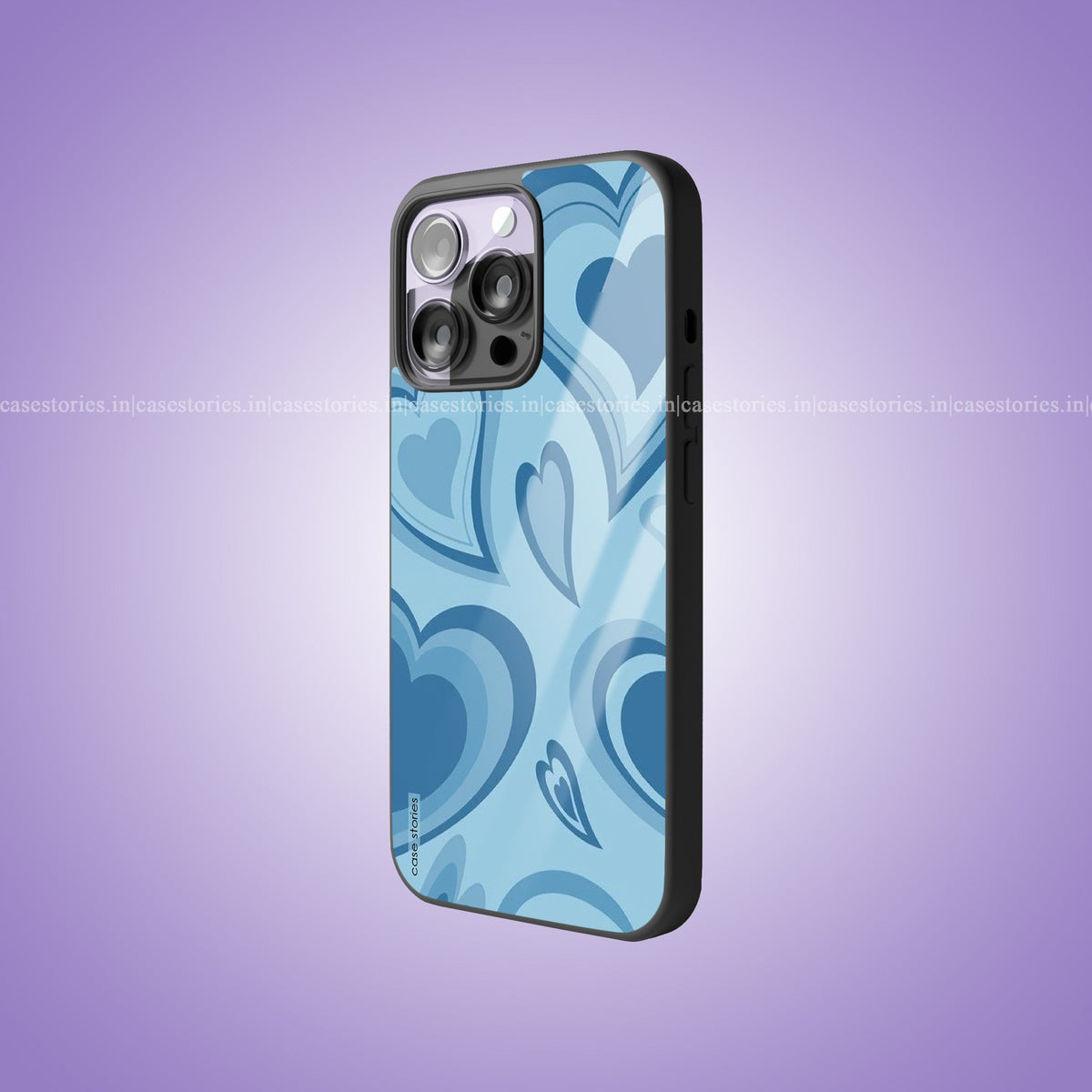 Blue Heart Pattern Abstract Art Premium Glossy Phone Case