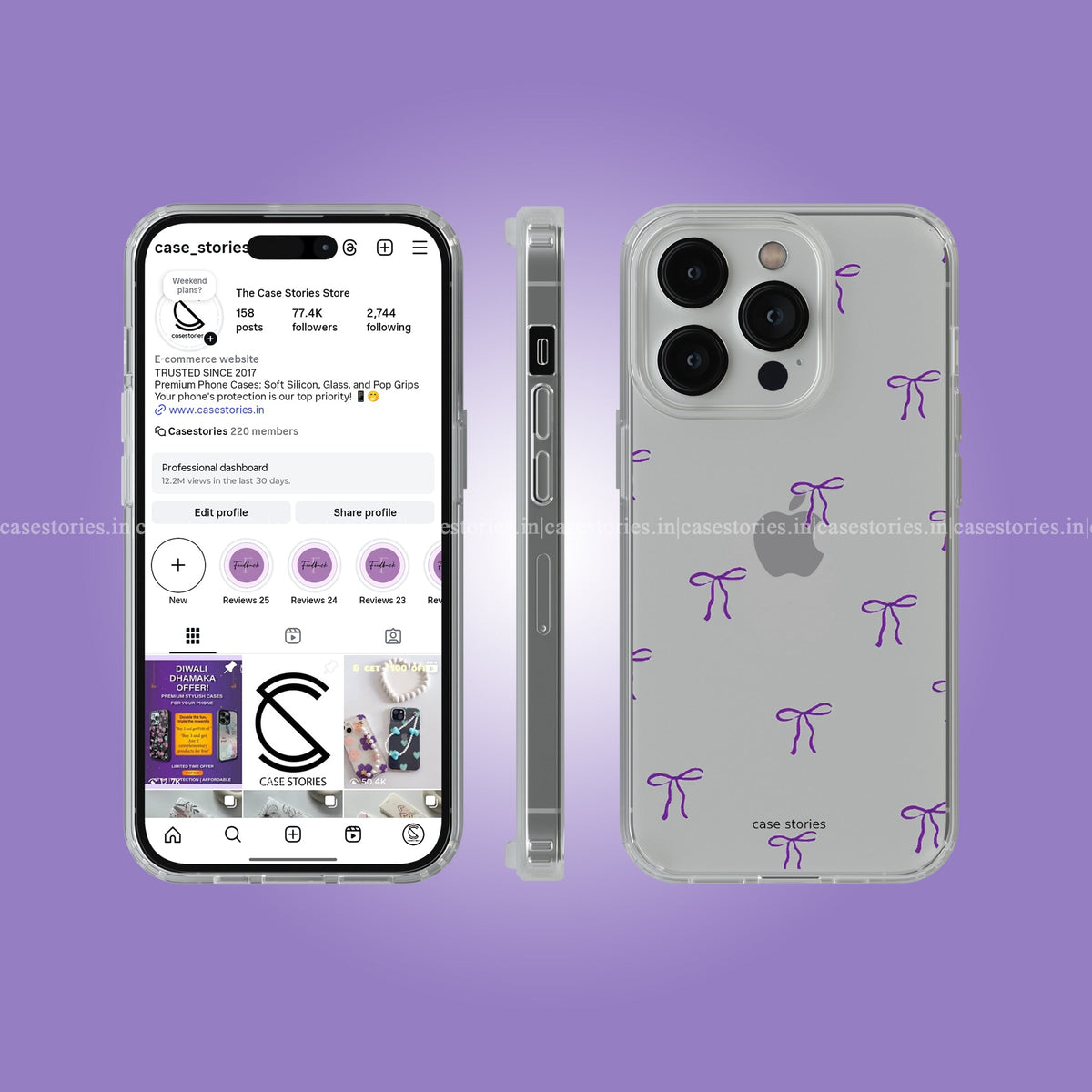PurplePuff Bows Clear Soft Case