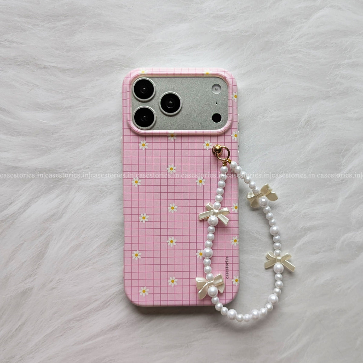 Pink Daisy Grid Chain Case