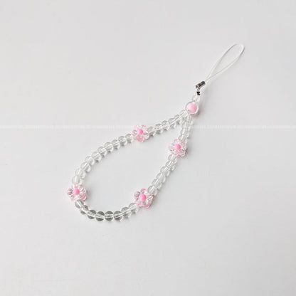 Pink Floral with Crystal Beads Mobile Charm