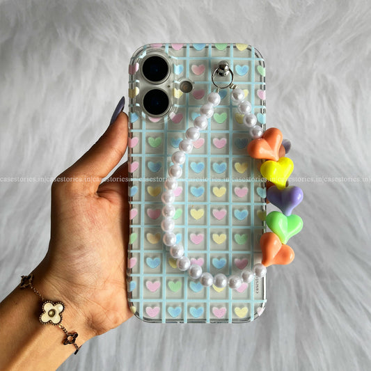 Candy Hearts Chain Transparent Case