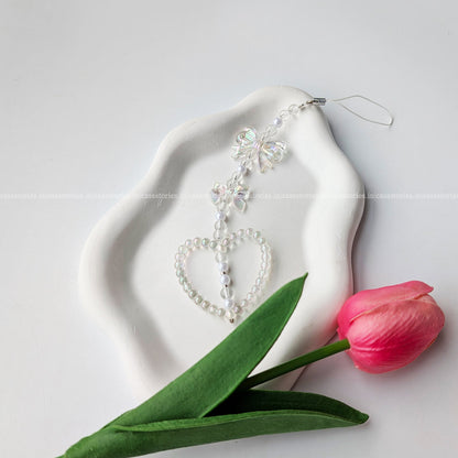 Heart & Bow Shaped Pearl Mobile Charm