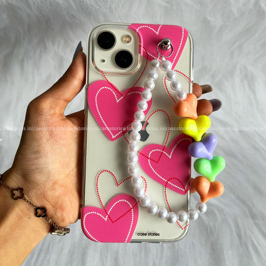 Sweetheart pink Bloom Transparent Chain Case