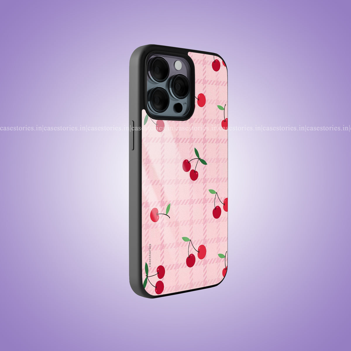 Cherry Plaid Crush Premium Glossy Phone Case