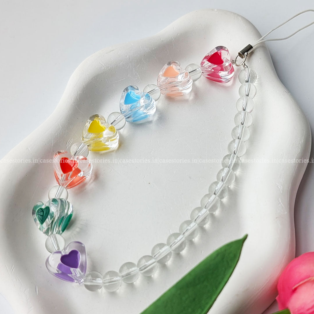 Crystal Hearts Pearl Mobile Charm