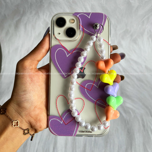Sweetheart purple Bloom Transparent Chain Case