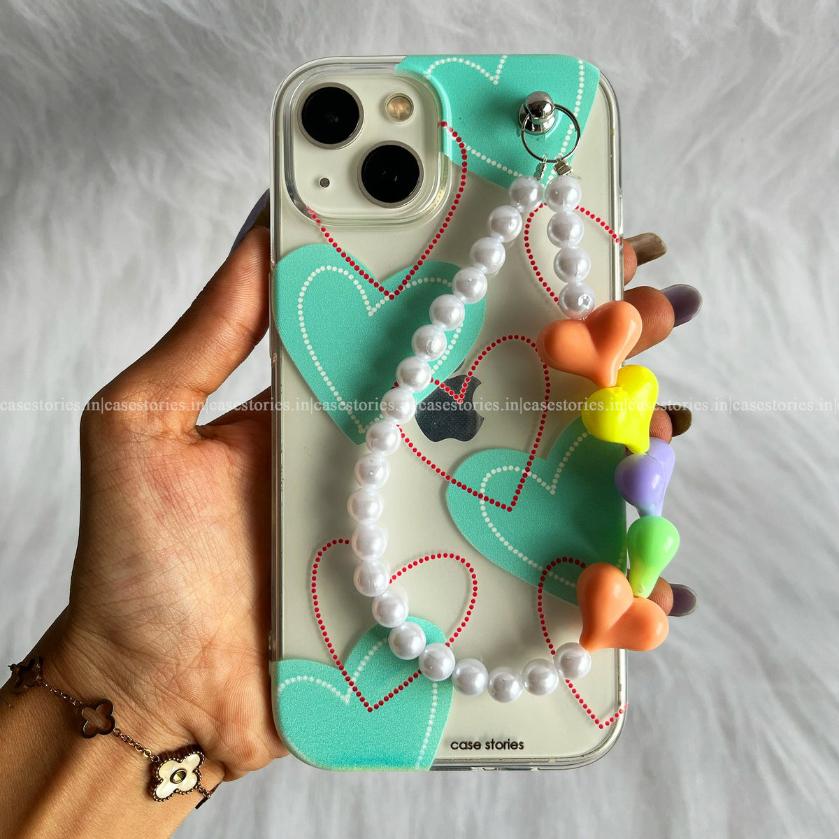 Sweetheart blue Bloom Transparent Chain Case