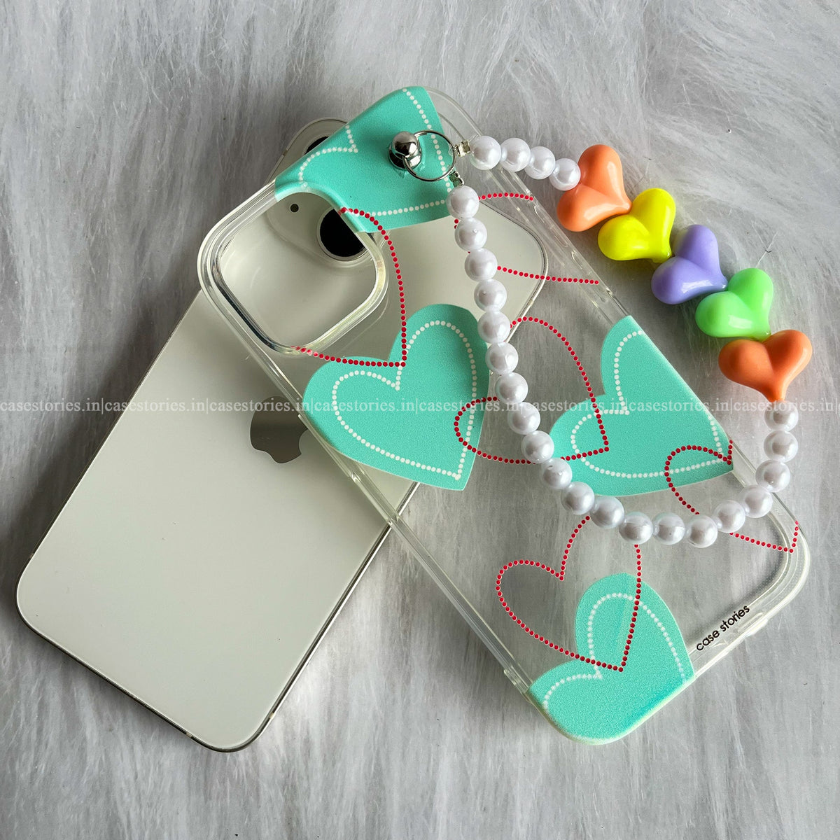Sweetheart blue Bloom Transparent Chain Case