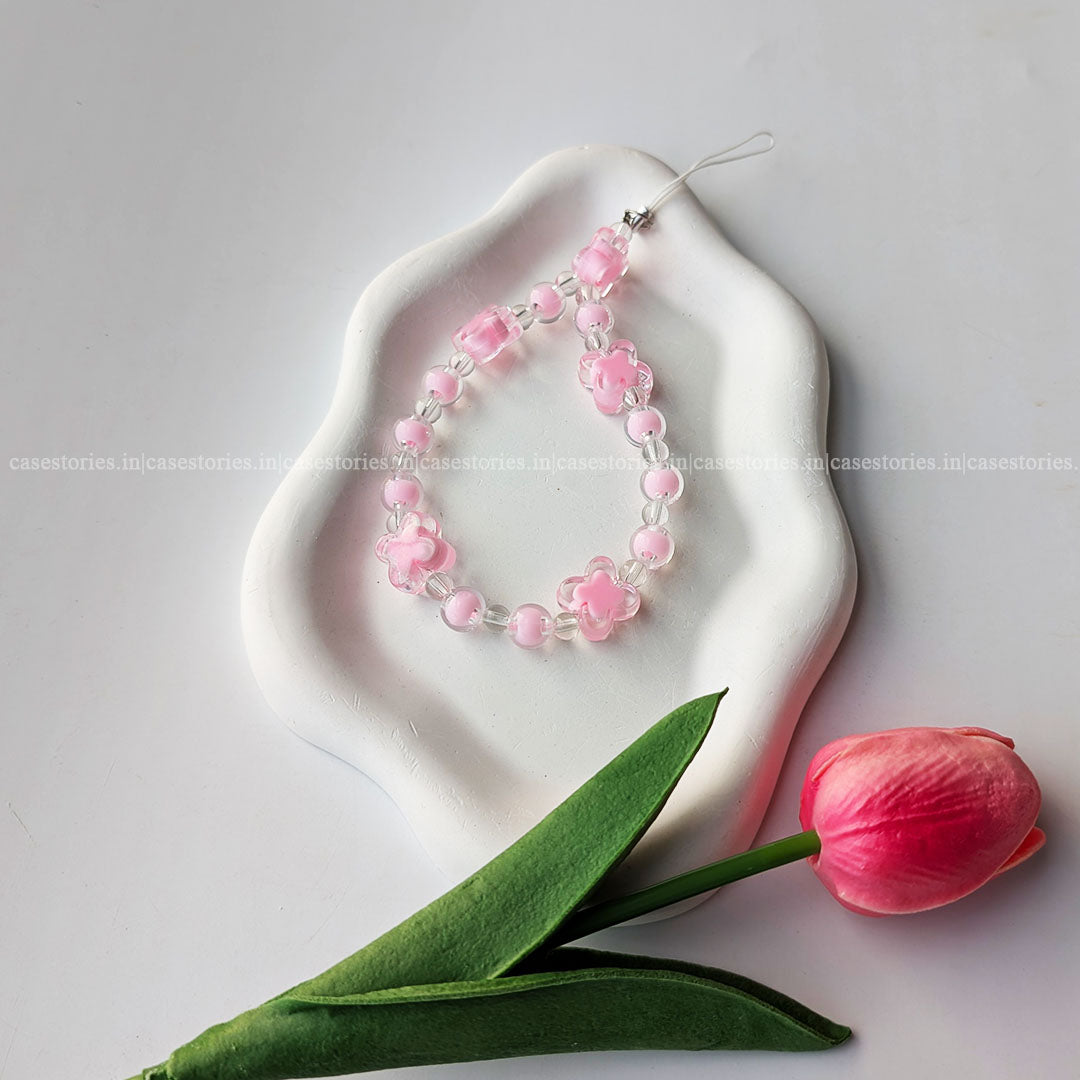 Pink Butterfly with Pink Beads Mobile Charm