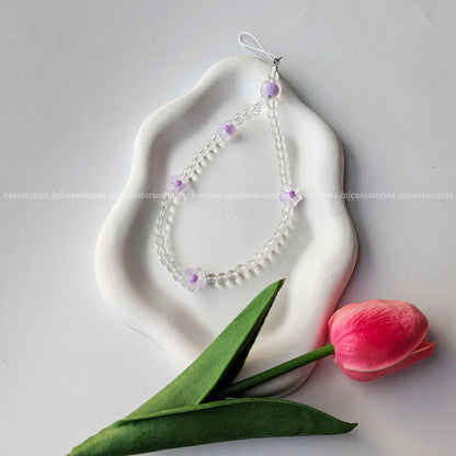 Purple Floral with Crystal Beads Mobile Charm