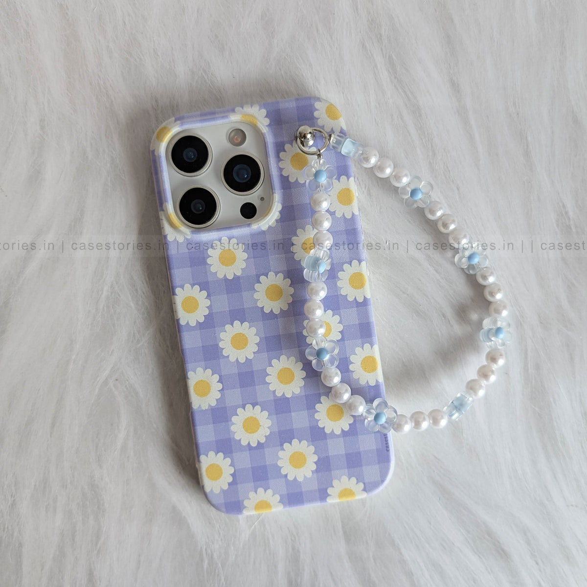 Blue Daisy check pattern Chain Case