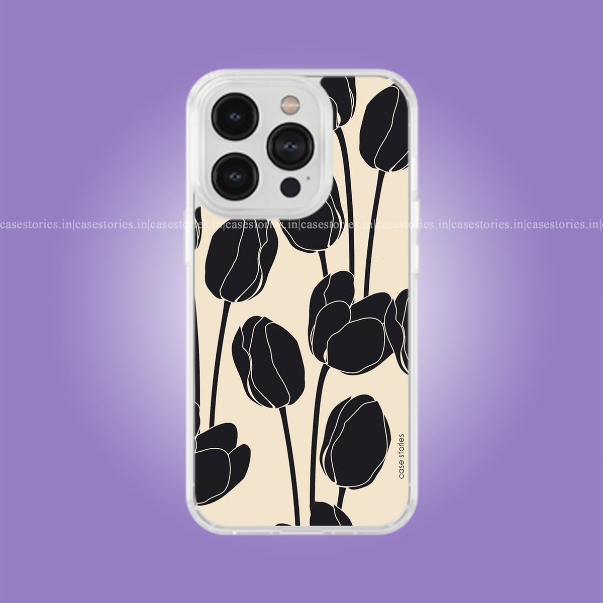 Black Tulips Pattern Floral Soft Case