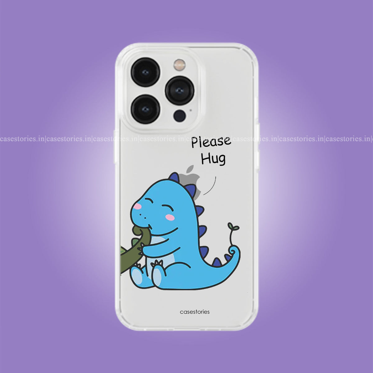 Blue Dino Love Couple Clear Soft Case