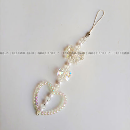 Heart & Bow Shaped Pearl Mobile Charm
