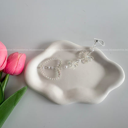 Heart & Bow Shaped Pearl Mobile Charm