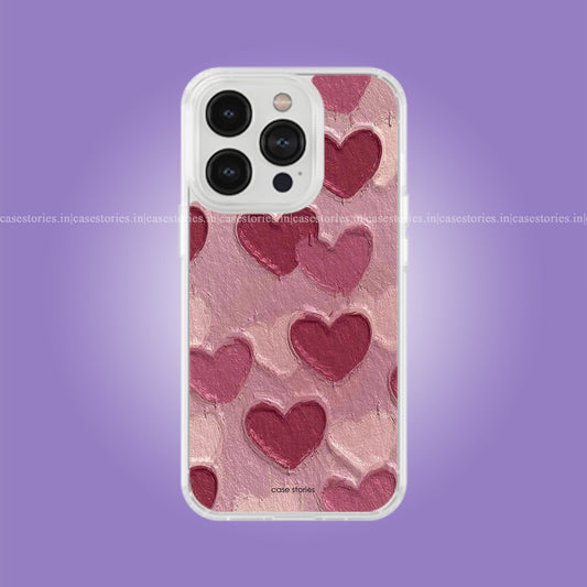 Oil Painted Hearts Pattern Aesthetic Soft Case