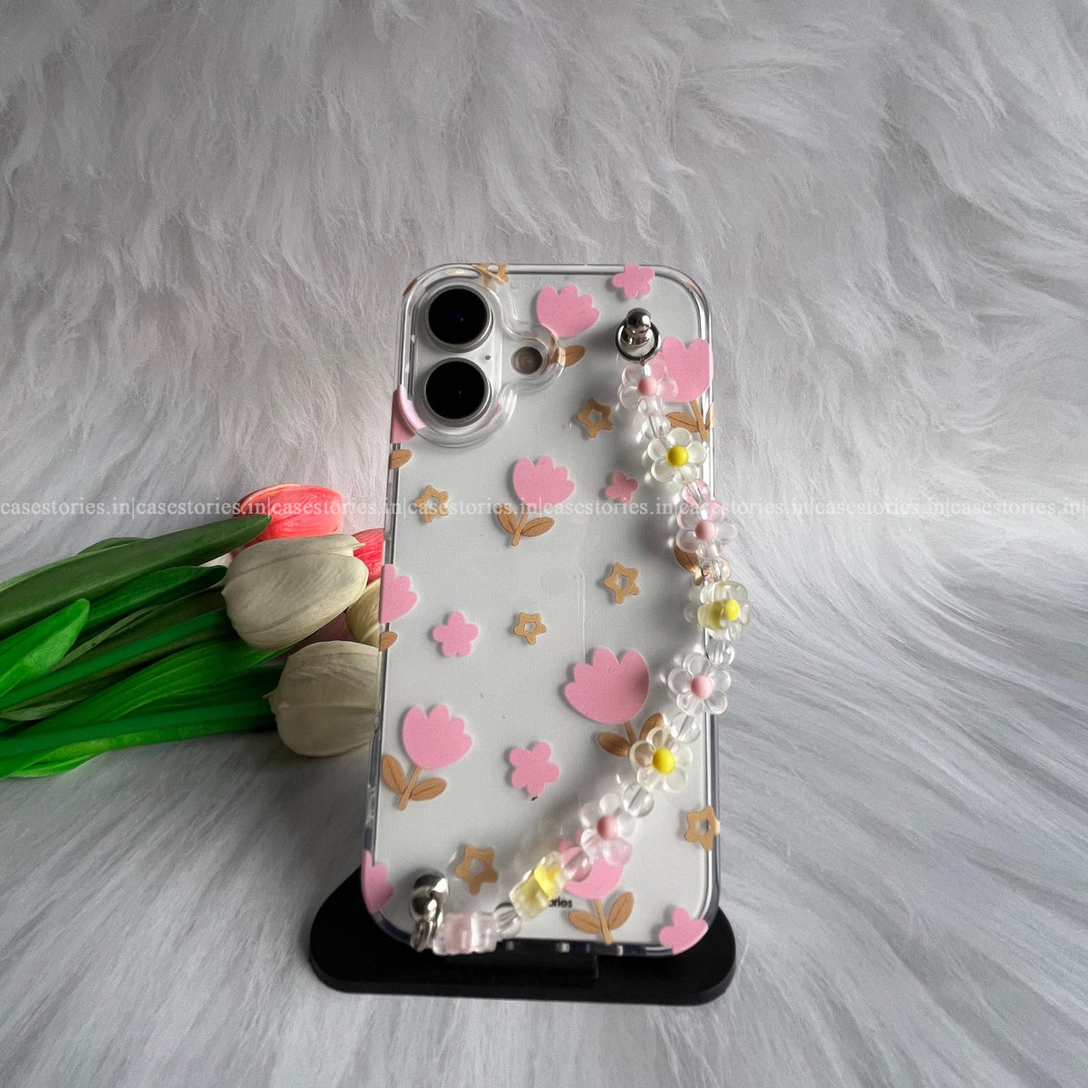 PINK FLOWER Chain Soft Case
