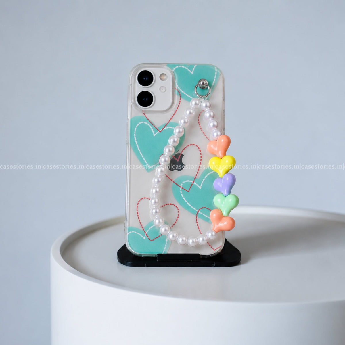 Sweetheart blue Bloom Transparent Chain Case