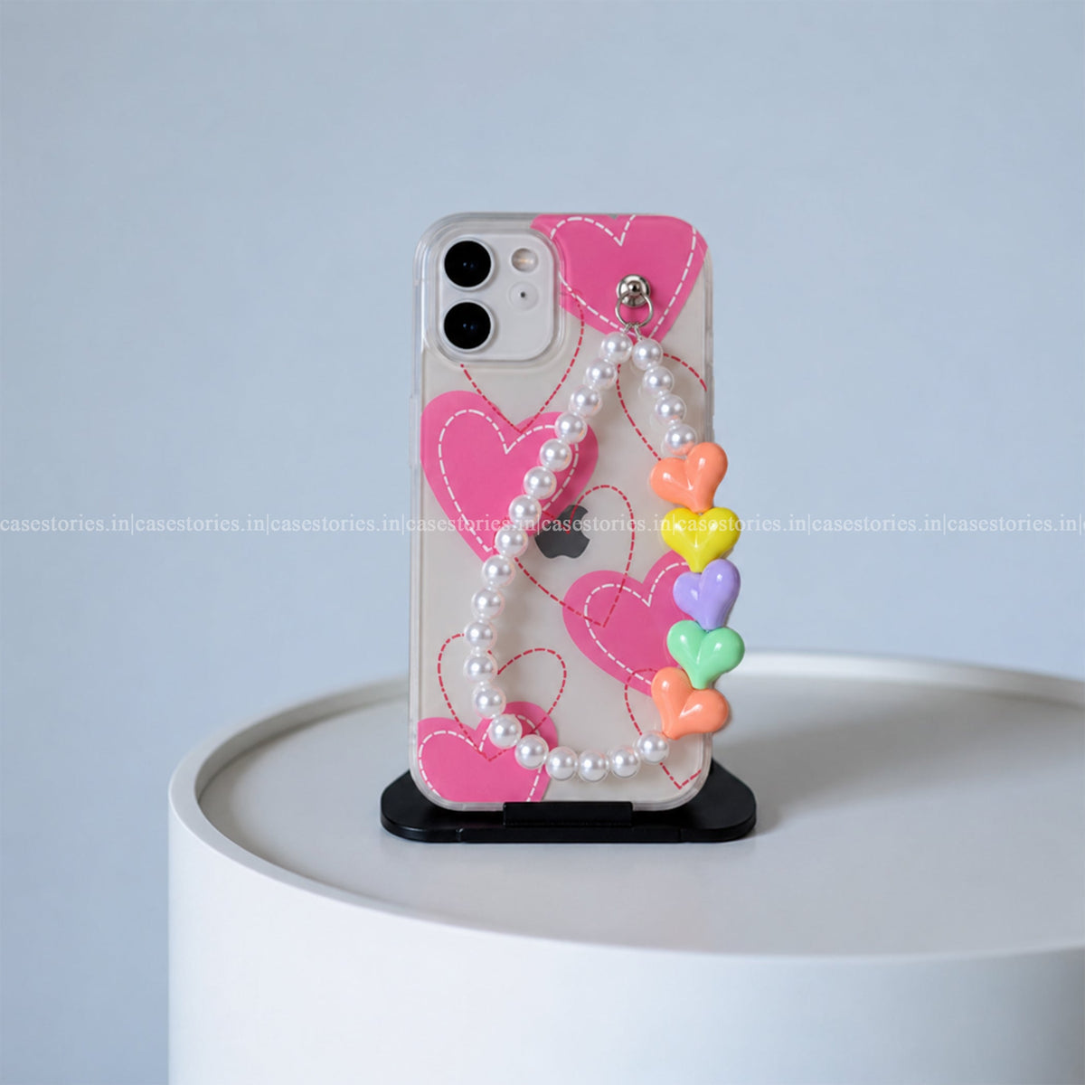 Sweetheart pink Bloom Transparent Chain Case