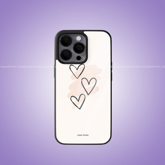 Three Hearts Aesthetic Premium Glossy Phone Case