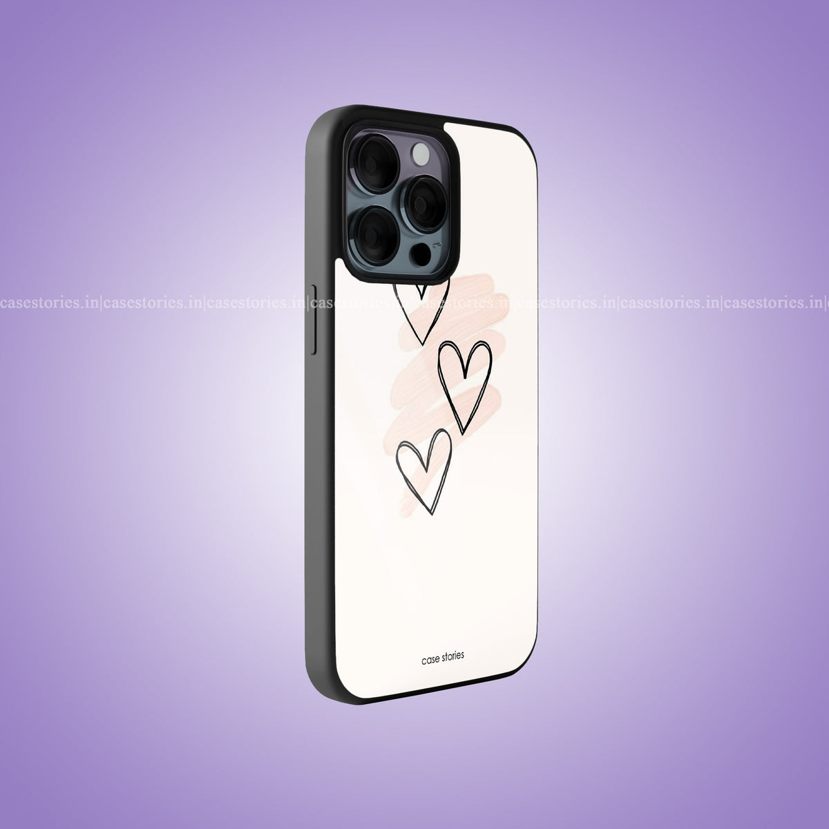 Three Hearts Aesthetic Premium Glossy Phone Case