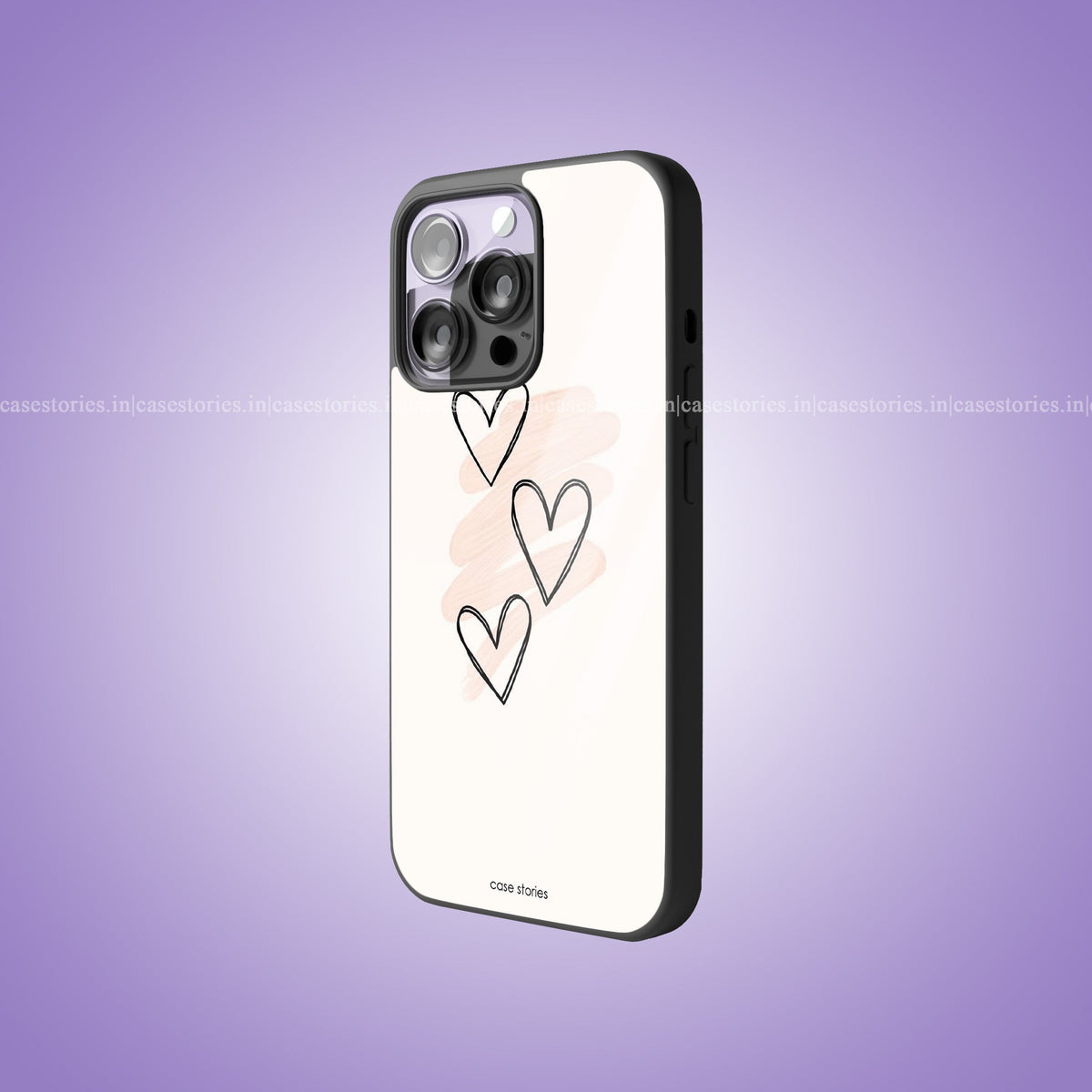 Three Hearts Aesthetic Premium Glossy Phone Case