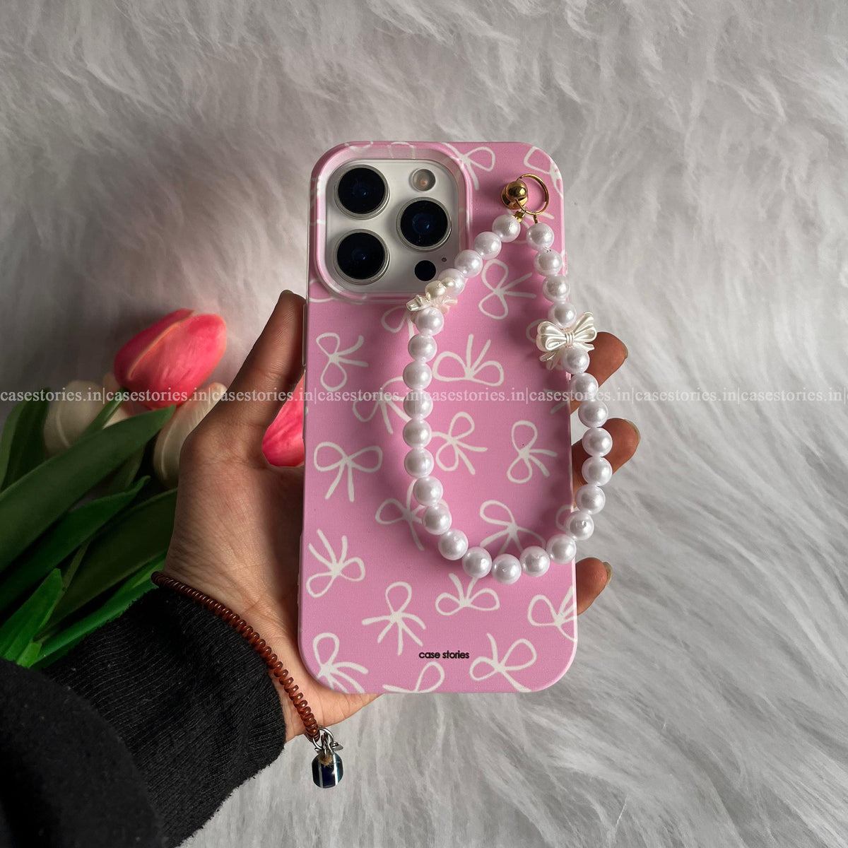 WHITE BOW Chain Soft Case